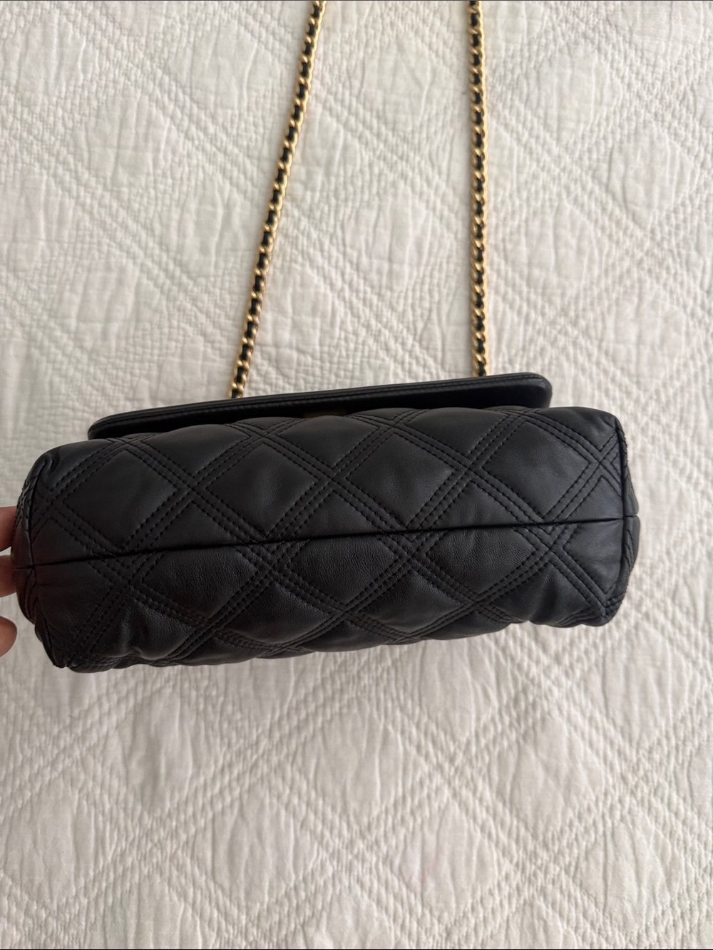 Tory Burch Fleming Quilted Soft Leather Convertible Shoulder Bag Black GoldChain - Picture 10 of 16